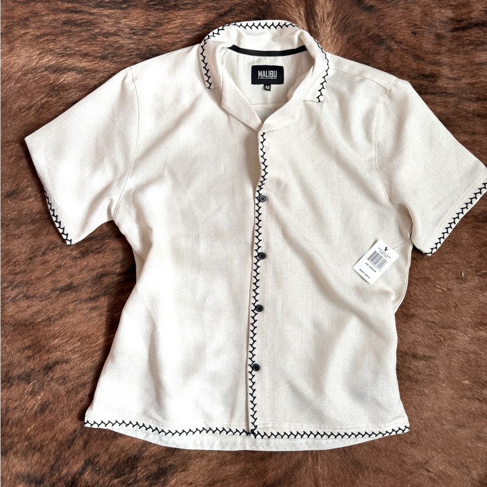 NWT Malibu Drill Clothinng Co Cabana Embroidered Shirt sz M